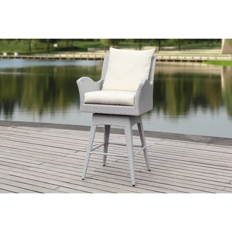 Hayes Outdoor Wicker Swivel Armed Counter Stool - Gray/Beige
