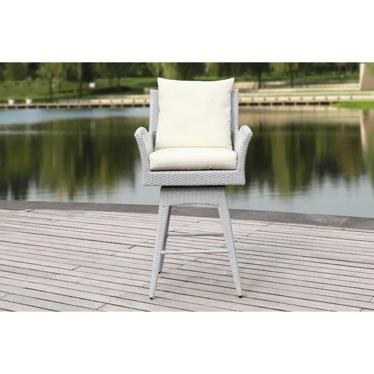 Hayes Outdoor Wicker Swivel Armed Counter Stool - Gray/Beige