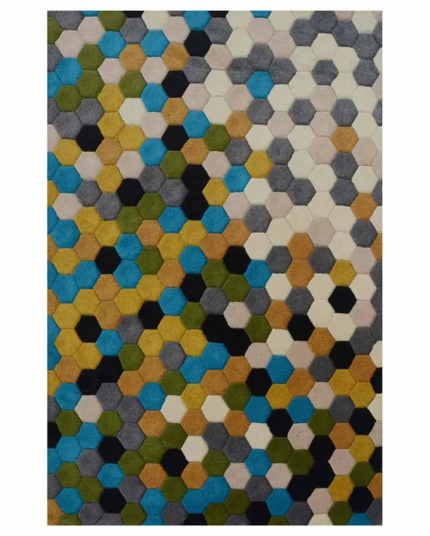 Incredible Multicolor Bubble Design Hand Tufted Wool Carpet