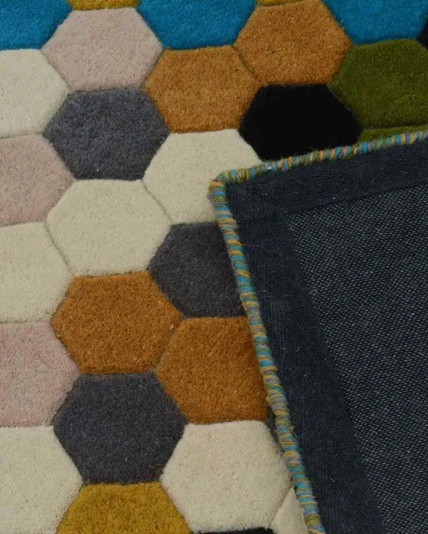 Incredible Multicolor Bubble Design Hand Tufted Wool Carpet