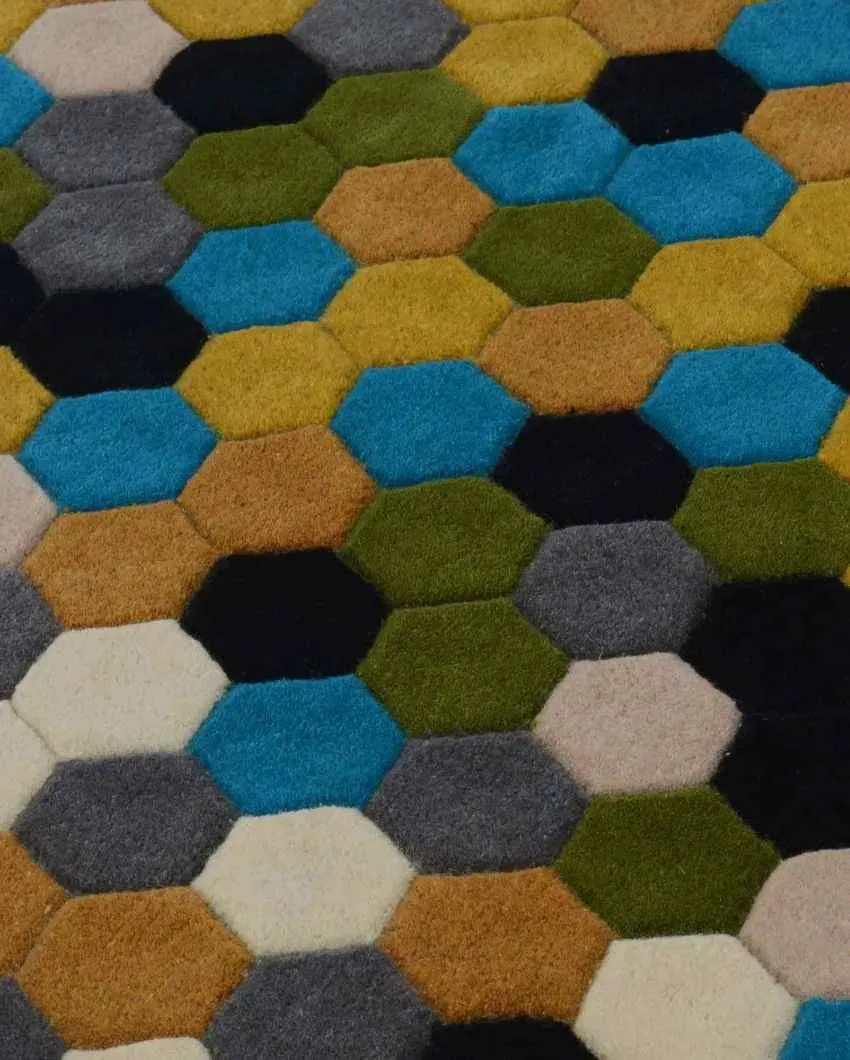 Incredible Multicolor Bubble Design Hand Tufted Wool Carpet