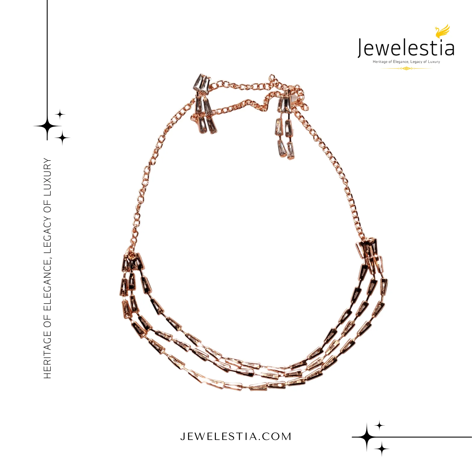 Jewelestia Rose Gold Multi-Layer Necklace