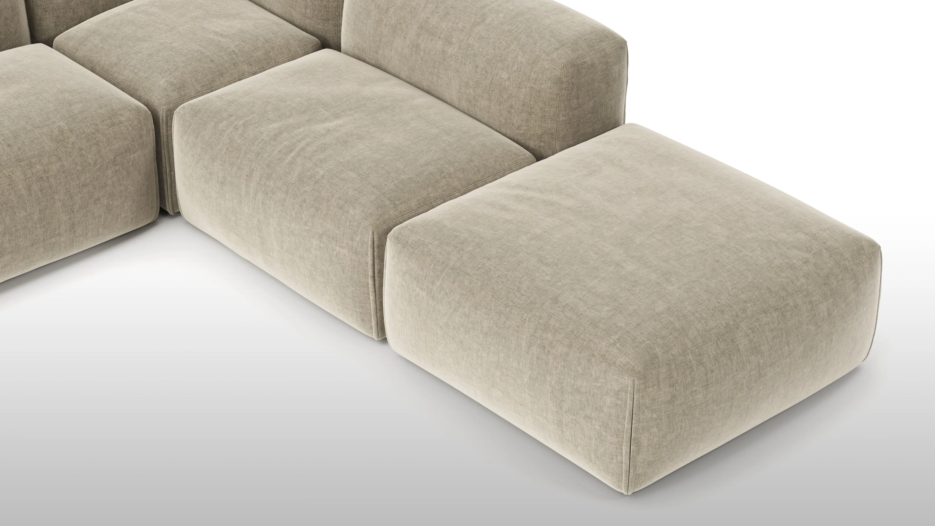 Le Mura - Le Mura Sectional Sofa, Right Corner, Beige Gray Chenille