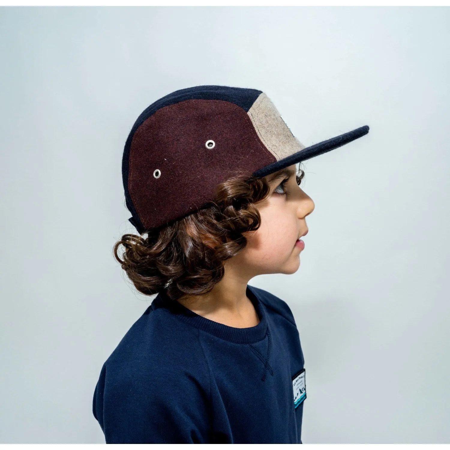 Lil' Boo Block Wool 5 panel - Brown/Navy