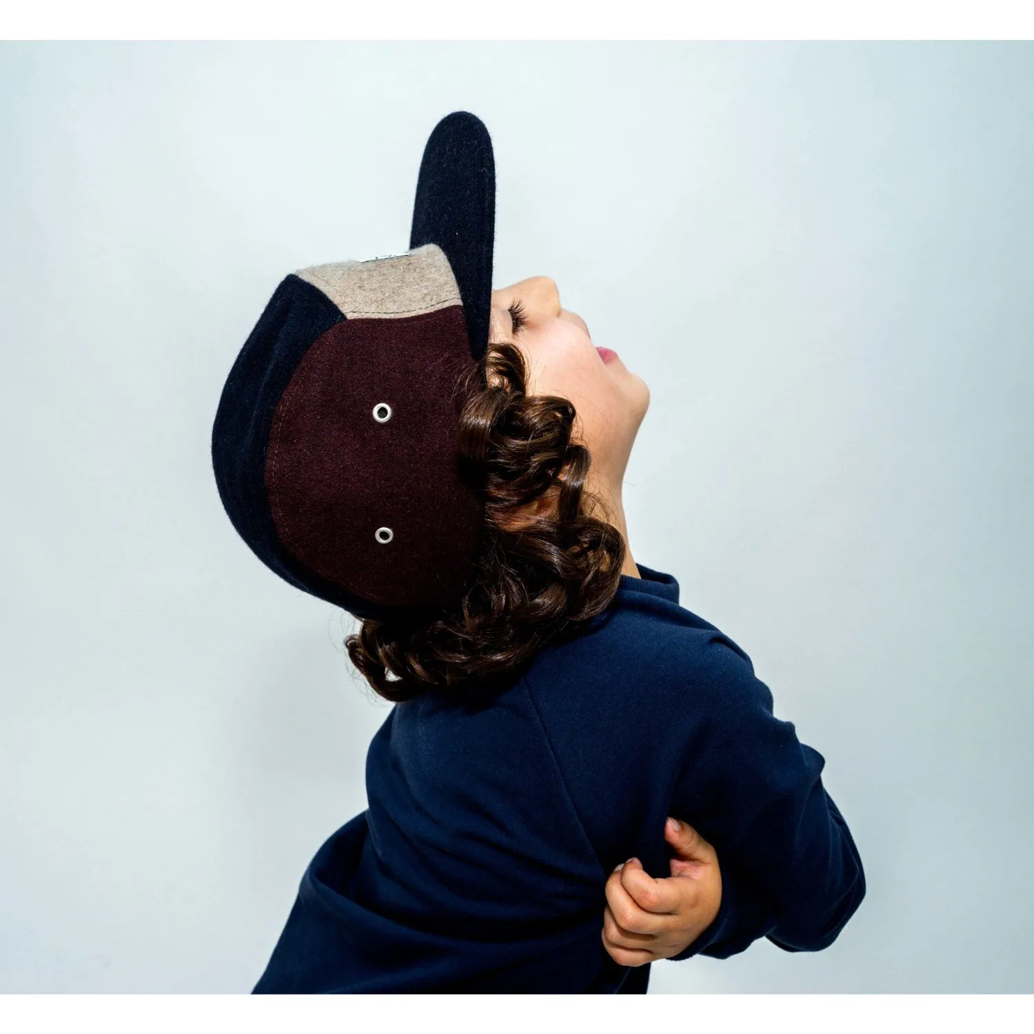 Lil' Boo Block Wool 5 panel - Brown/Navy