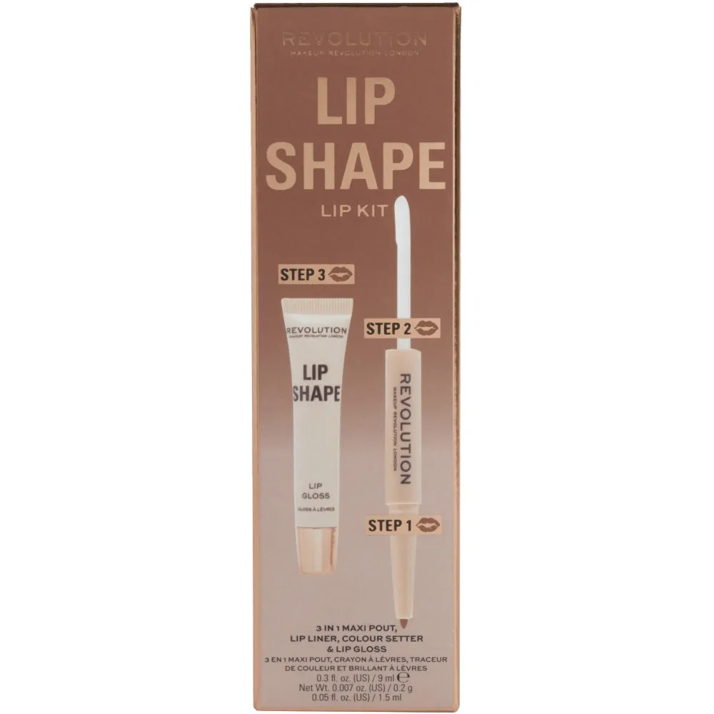 Makeup Revolution 3 In 1 Maxi Pout Lip Liner, Colour Setter & Lip Gloss Lip Shape Kit