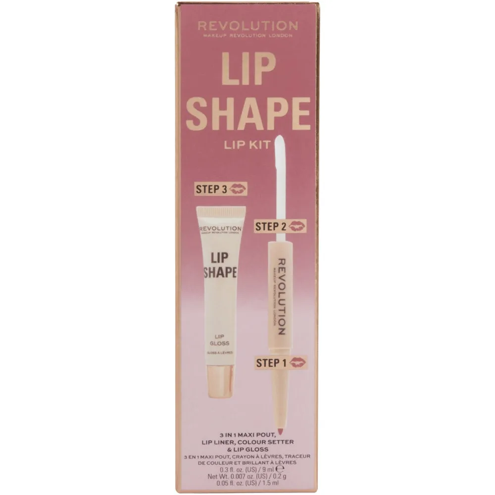 Makeup Revolution 3 In 1 Maxi Pout Lip Liner, Colour Setter & Lip Gloss Lip Shape Kit