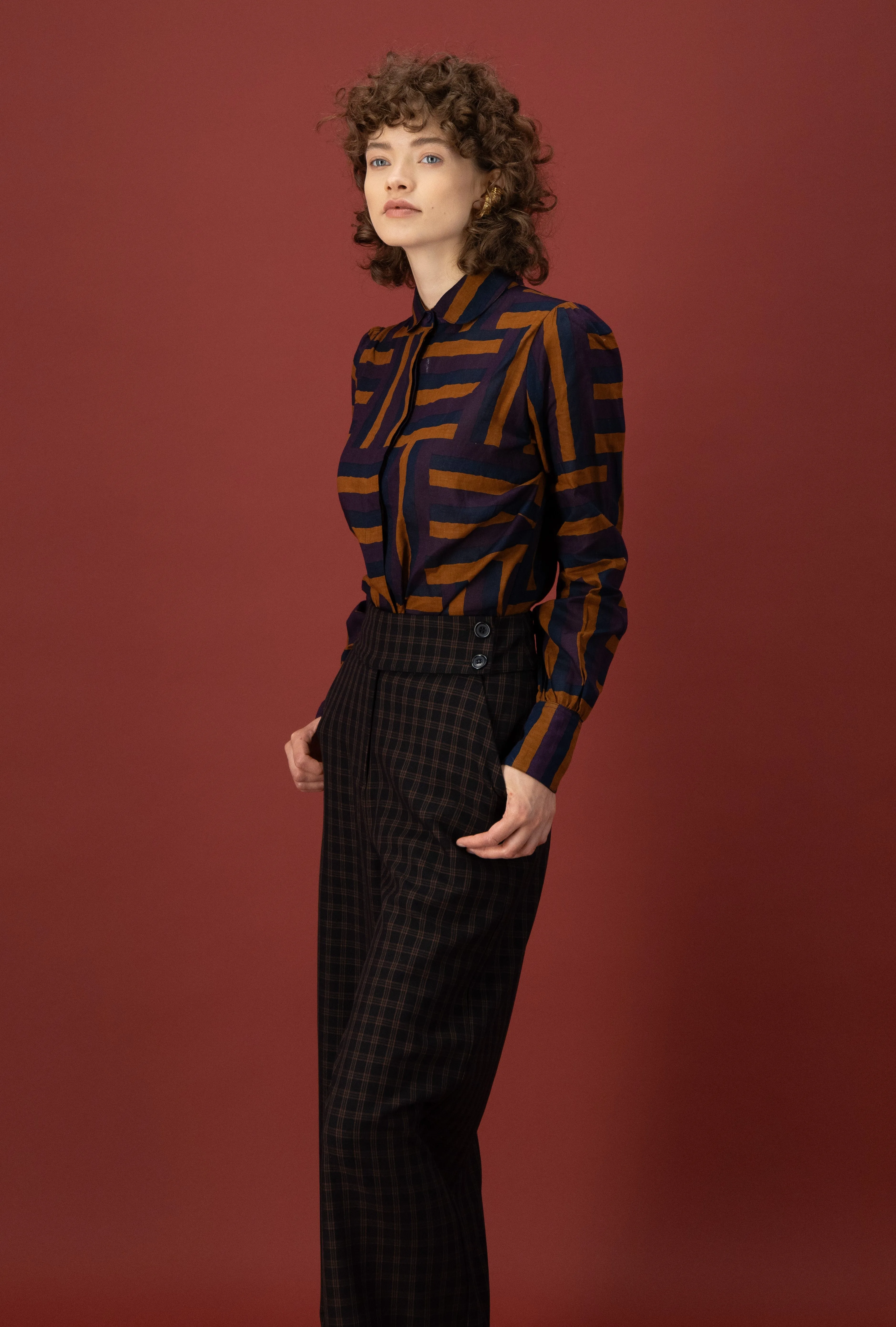 Manhattan Suit Pant in Crepe Check