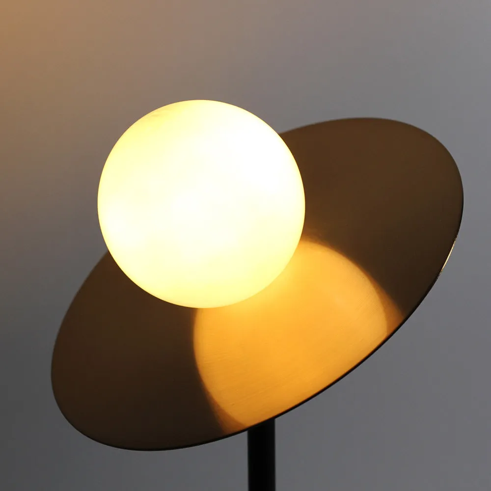 Mia Disc Orb Table Lamp - Black Base with Brass Bulb Holder, 540mm High, PL0150