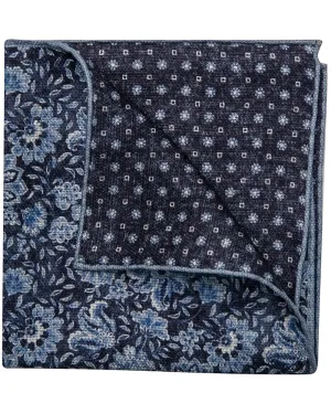 Navy and Sky Blue Floral Pocket Square