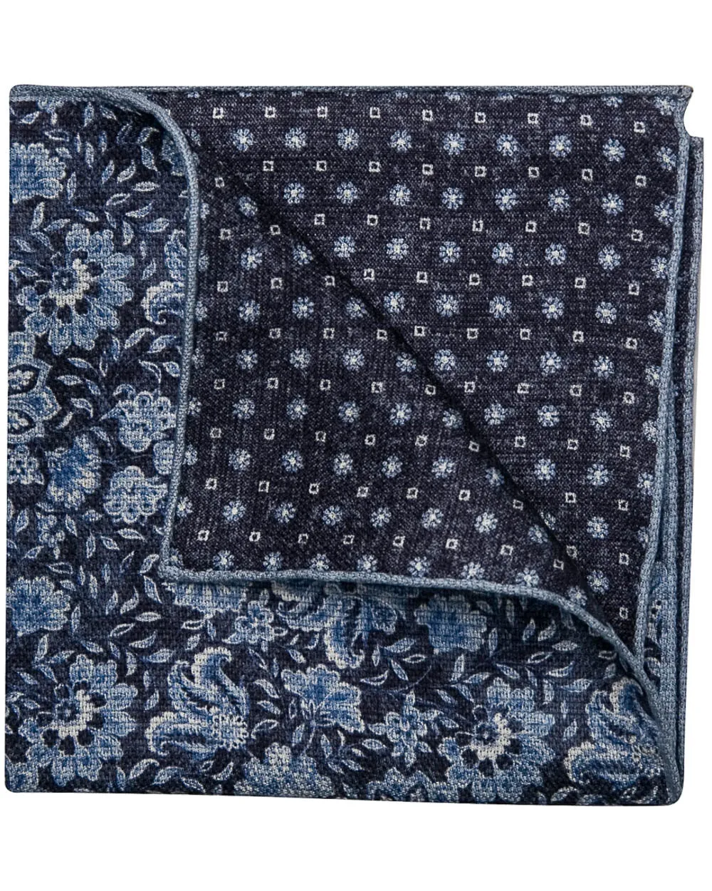 Navy and Sky Blue Floral Pocket Square