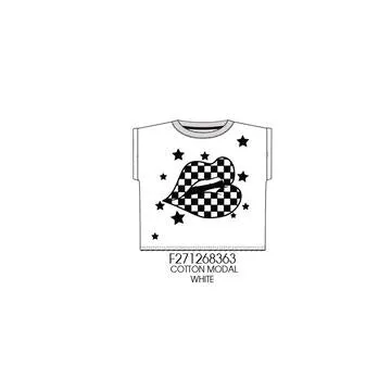 Paper Flower Kiss Lips With Checkered Tween Graphic Tee