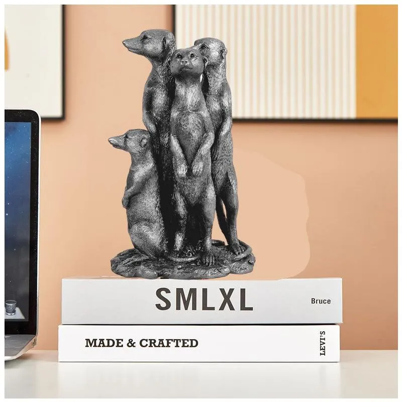 Polystone Silver Meerkat Family -Nac40U1