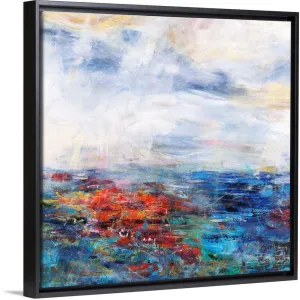 "Angel Sky Pathway I" Black Float Frame Canvas Art