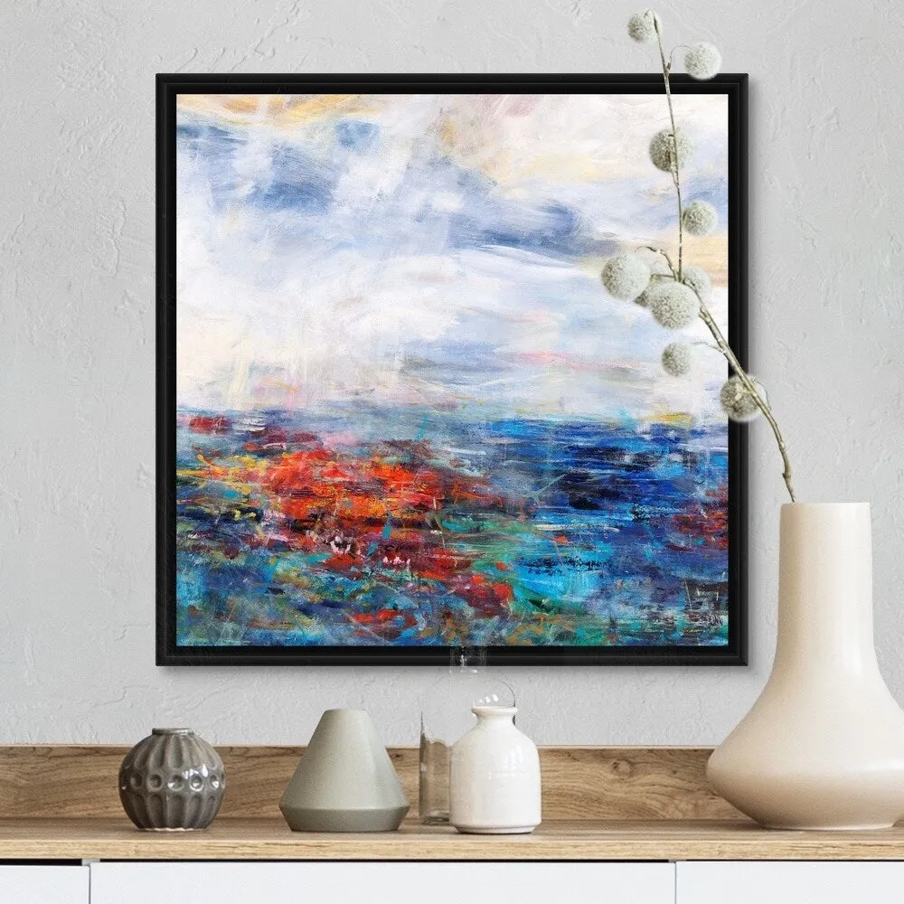 "Angel Sky Pathway I" Black Float Frame Canvas Art
