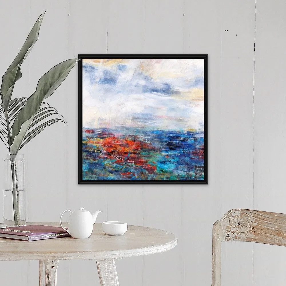 "Angel Sky Pathway I" Black Float Frame Canvas Art