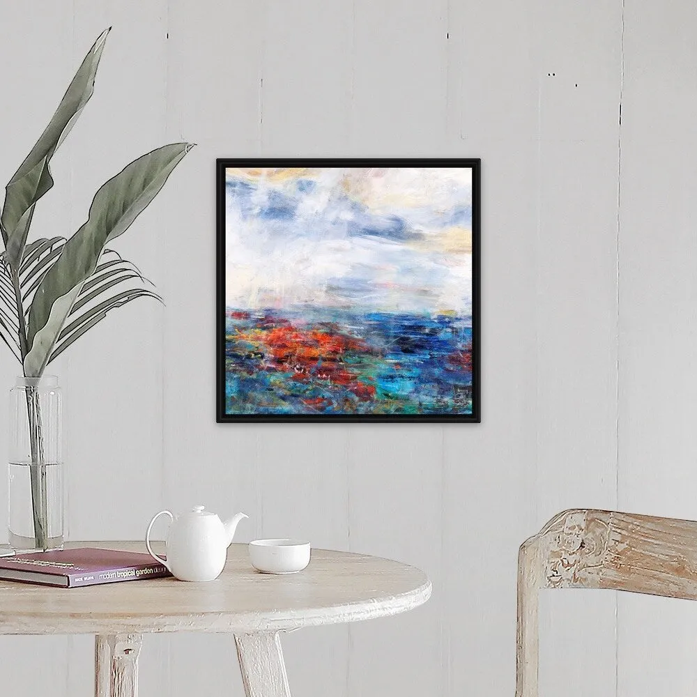 "Angel Sky Pathway I" Black Float Frame Canvas Art
