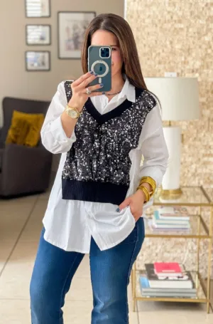 Sequins Vest Shirt - ONE SIZE