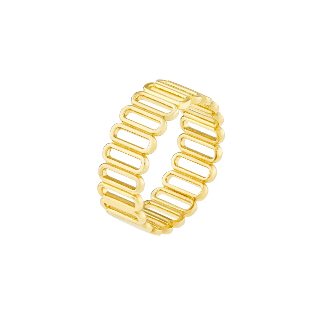 Solid Paperclip Ring | Genuine 14K Yellow Gold