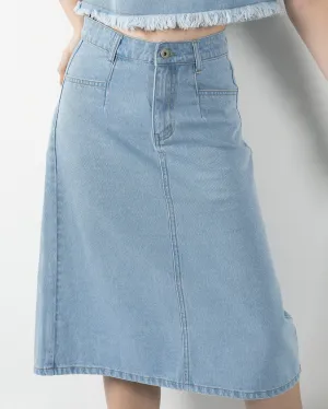 Straight Cut Denim Skirt (Denim)