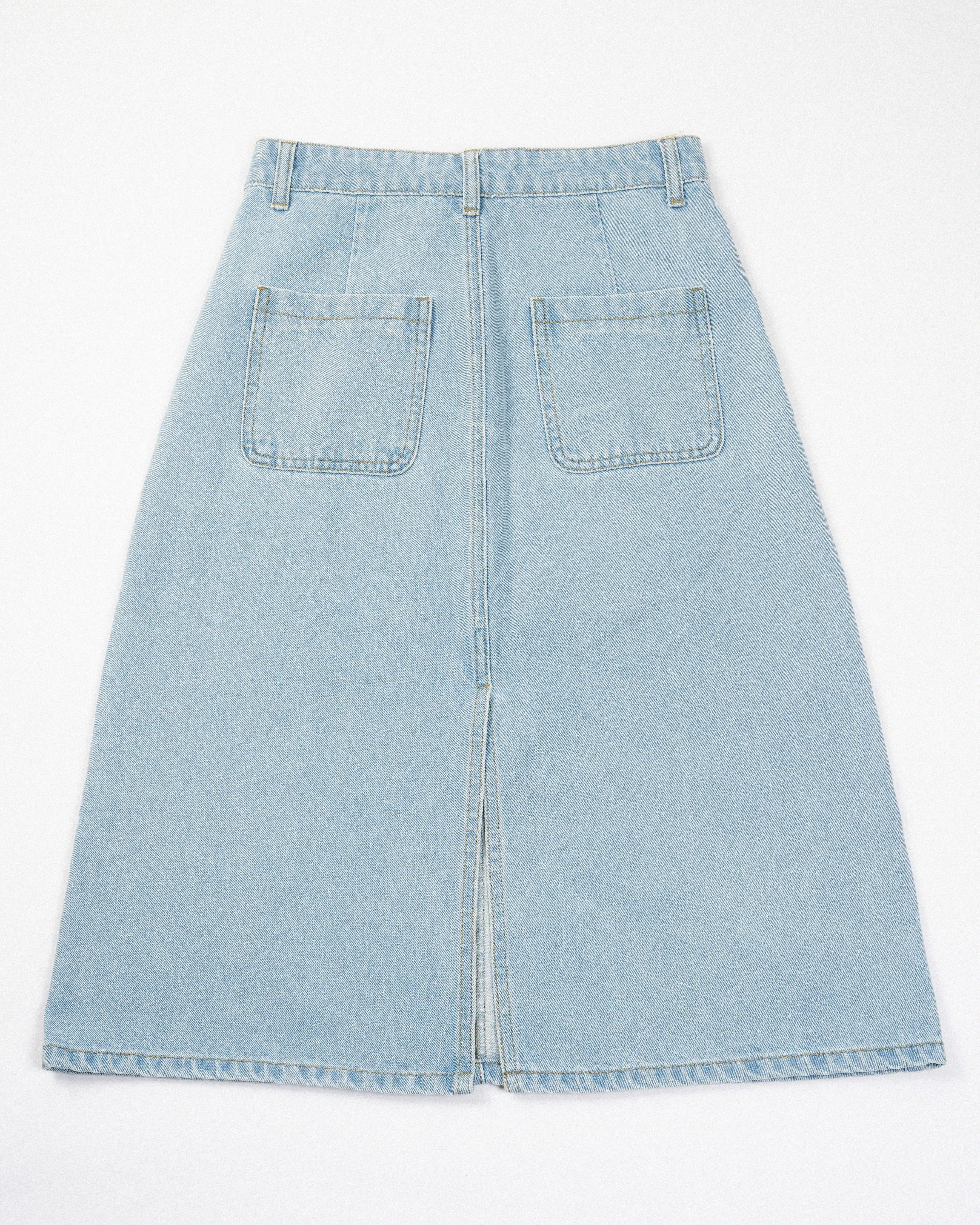 Straight Cut Denim Skirt (Denim)