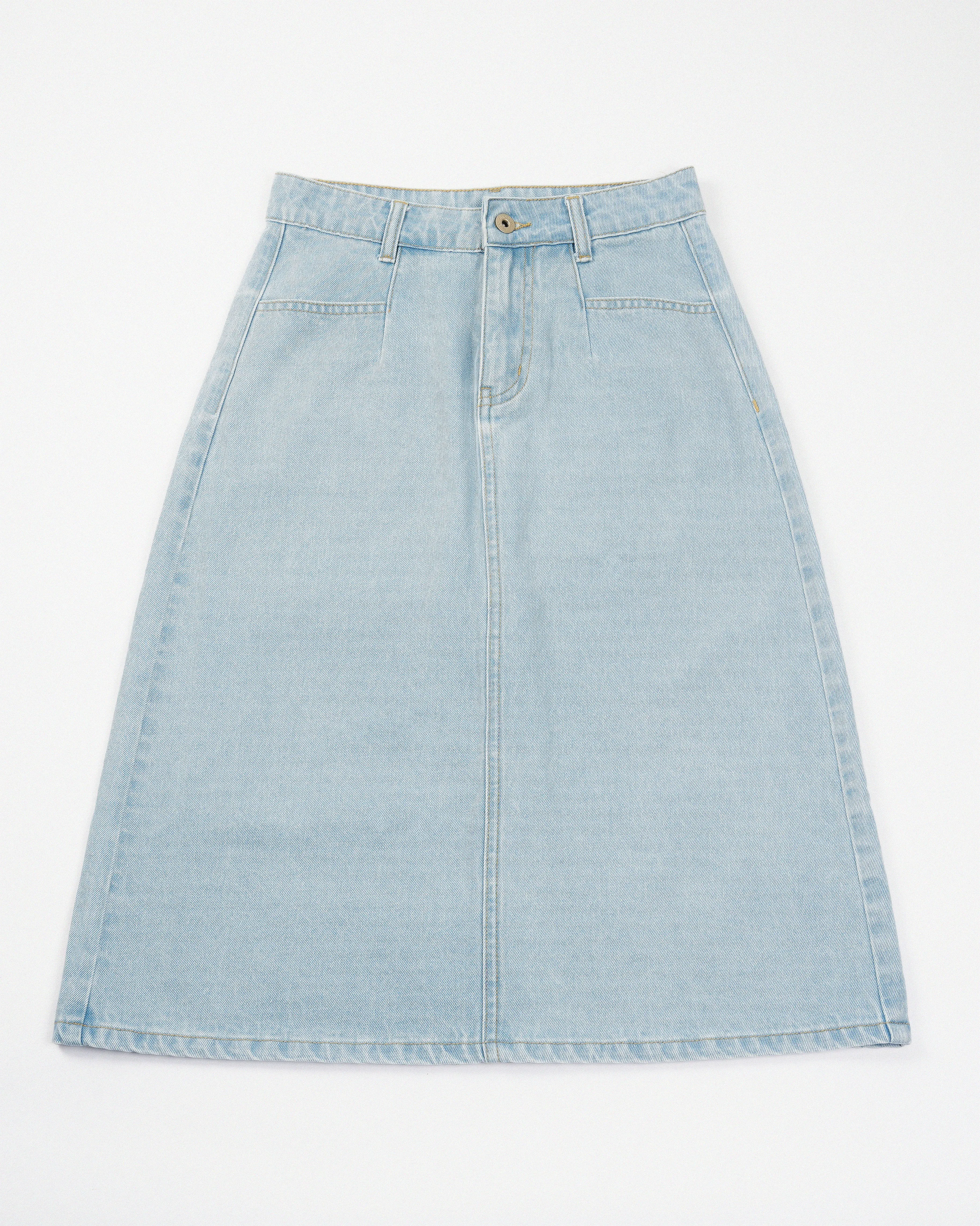 Straight Cut Denim Skirt (Denim)
