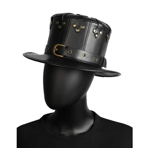 Studded Metal Leather Hat
