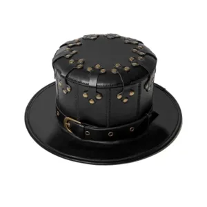Studded Metal Leather Hat