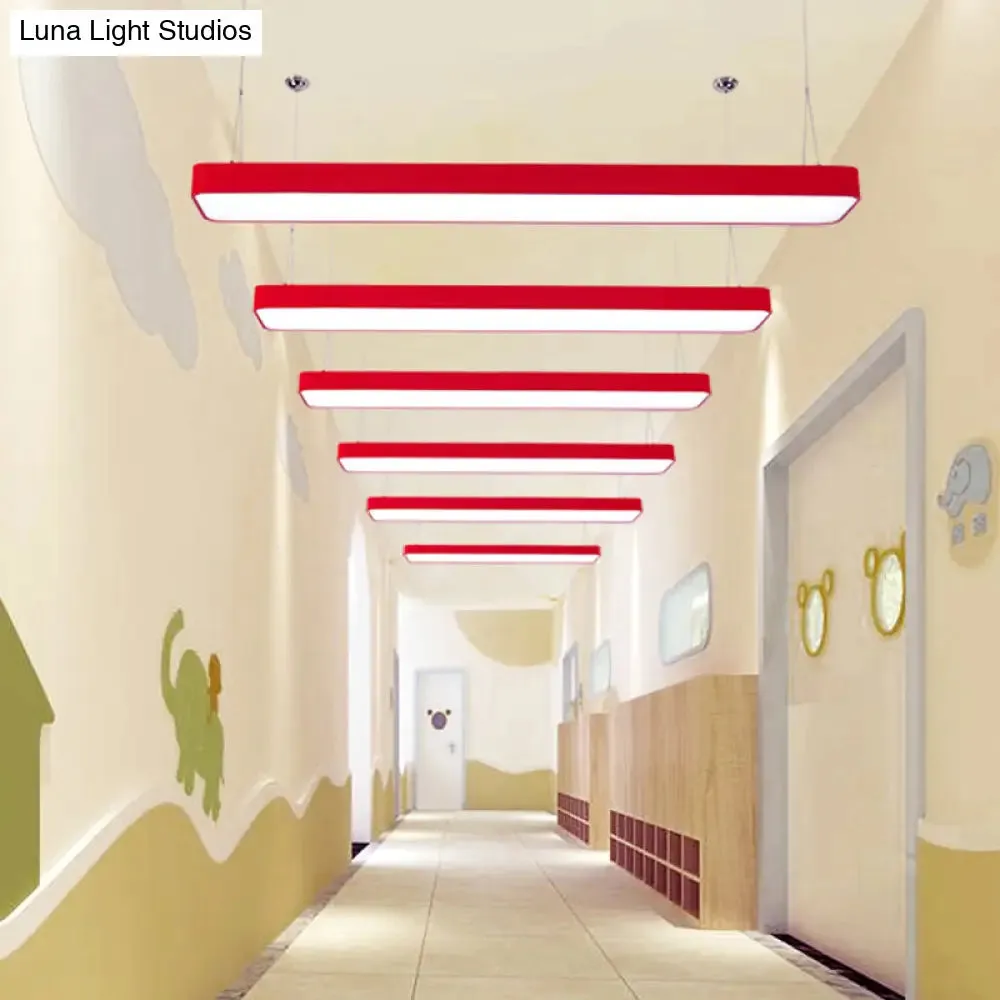 Stylish Acrylic LED Rectangle Chandelier in Warm/White Light for Office Decor