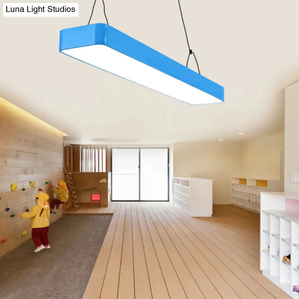 Stylish Acrylic LED Rectangle Chandelier in Warm/White Light for Office Decor