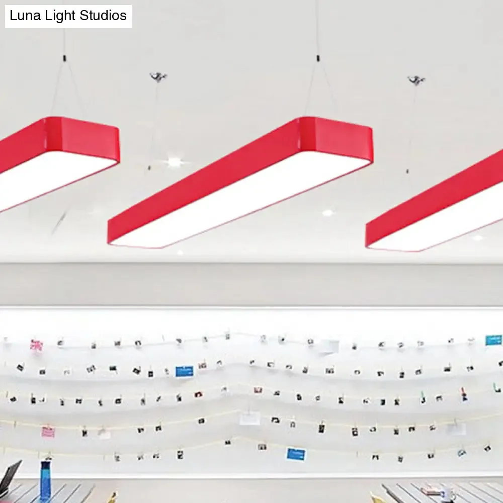 Stylish Acrylic LED Rectangle Chandelier in Warm/White Light for Office Decor