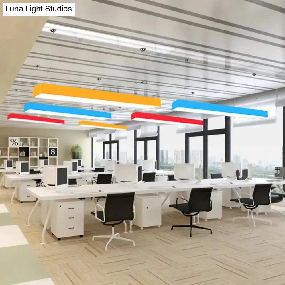 Stylish Acrylic LED Rectangle Chandelier in Warm/White Light for Office Decor