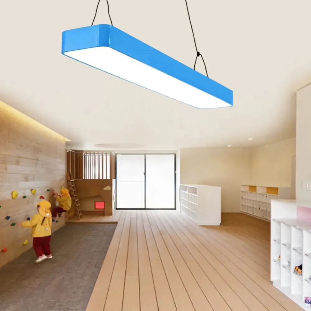 Stylish Acrylic LED Rectangle Chandelier in Warm/White Light for Office Decor