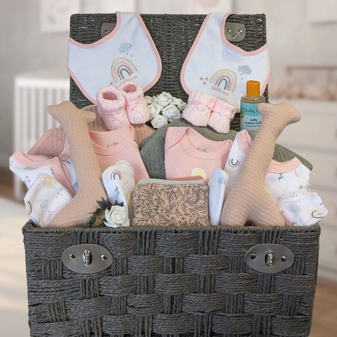 Twins Basket - Baby Girls Gifts - Organic Cocoon Blush