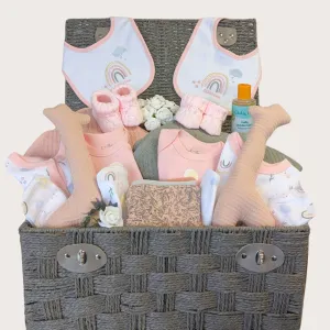 Twins Basket - Baby Girls Gifts - Organic Cocoon Blush