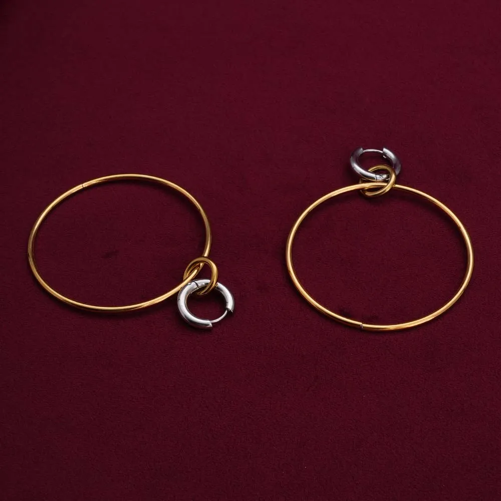 Unique Dual Tone Hoop Earrings
