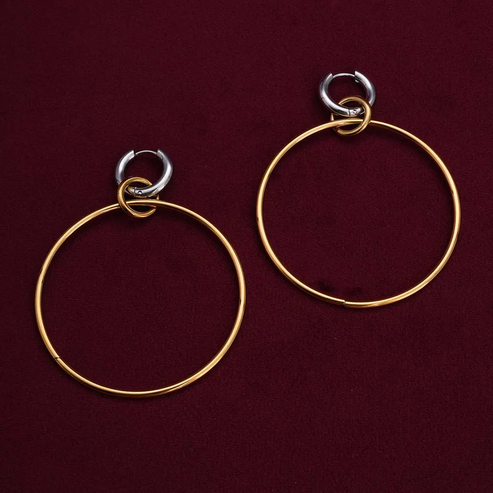 Unique Dual Tone Hoop Earrings