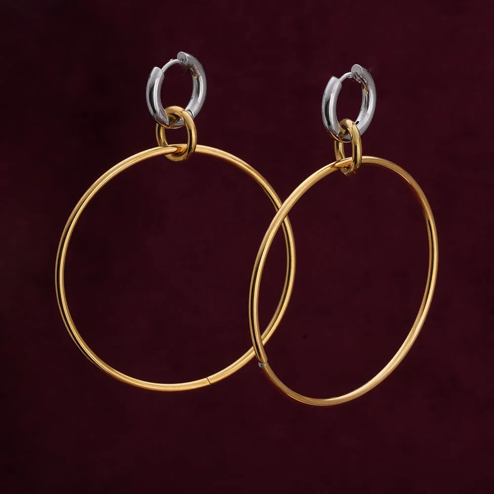 Unique Dual Tone Hoop Earrings