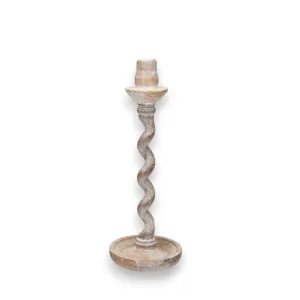 WHITEWASHED TAPER HOLDER